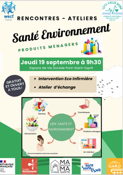 Atelier Rencontre : Santé Environnement le 19/09/24 à 9h30 à l'EVS de Pont-Saint-Esprit.