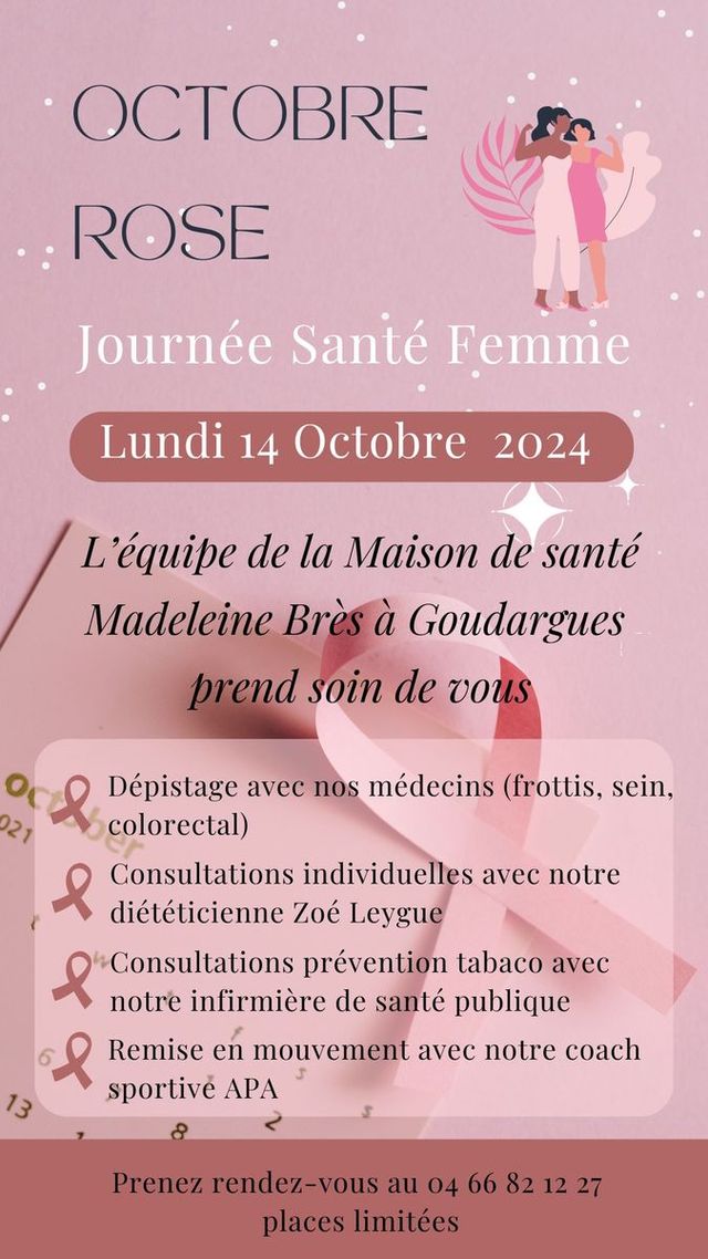 Lundi 14 Octobre : Journée Santé Femme à la Maison de Santé Pluriprofessionnelle Madeleine Brès à Goudargues