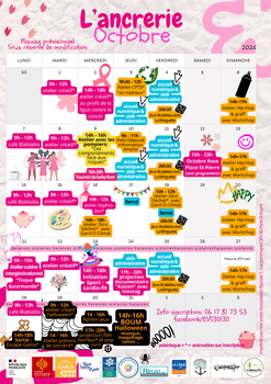Planning des animations OCTOBRE à l'Ancrerie (EVS) de Pont-Saint-Esprit 