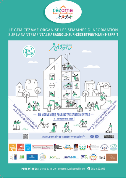 Semaines d'Information sur la Santé Mentale (SISM) du 07 au 20 octobre 2024 à Bagnols-Sur-Cèze et Pont-Saint-Esprit