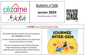 Bulletin d'animation GEM Cézâme Janvier 2024