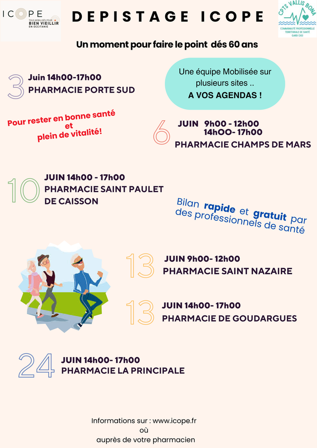 Dépistage ICOPE Juin 2024 dans les pharmacies  