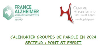 Planning groupe de parole "France Alzheimer" au Centre Hospitalier de Pont-Saint-Esprit 2024