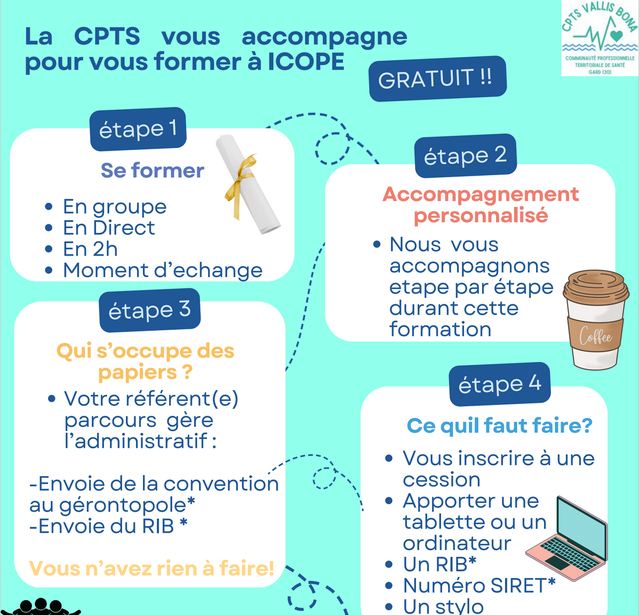 Formation ICOPE le 13 juin à 13h30 à la CPTS Vallis Bona ou le 28 juin à 13h00 à la MPS de Goudargues