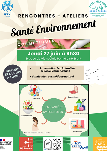 Atelier Rencontre : Santé Environnement le 27/06/24 à 9h30 à l'EVS de Pont-Saint-Esprit.
