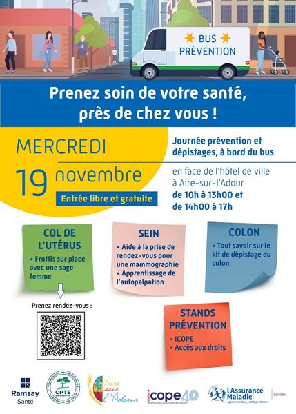 Le Bus Santé Prévention s'arrête à Aire sur l'Adour - 19 novembre