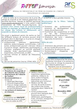 Formation RéPPOP en présentiel : "Surpoids et obésité de l'efant et de l'adolescent : prévenir, repérer, accompagner", Limousin 2025