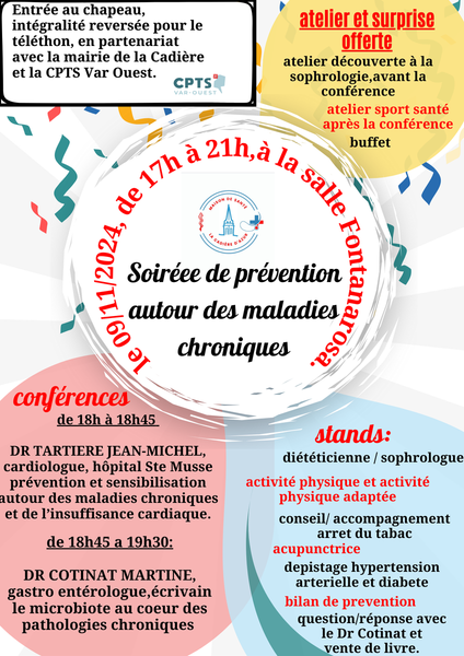 Soirée de prévention autour des maladies chroniques le 09/11/2024