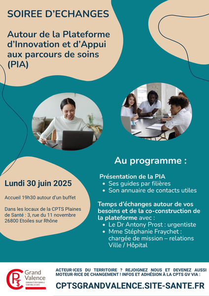  Soirée d’échanges et de découverte autour de la Plateforme d’Innovation et d’Appui aux parcours de soins (PIA)
