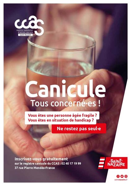 Inscrivez vous gratuitement sur le registre canicule du CCAS : 02 40 17 19 99