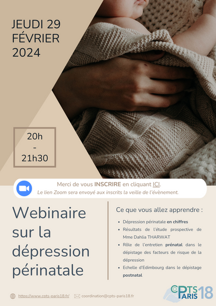 🎥 Webinaire sur la dépression périnatale | jeudi 29/02/2024 (20h-21h30)