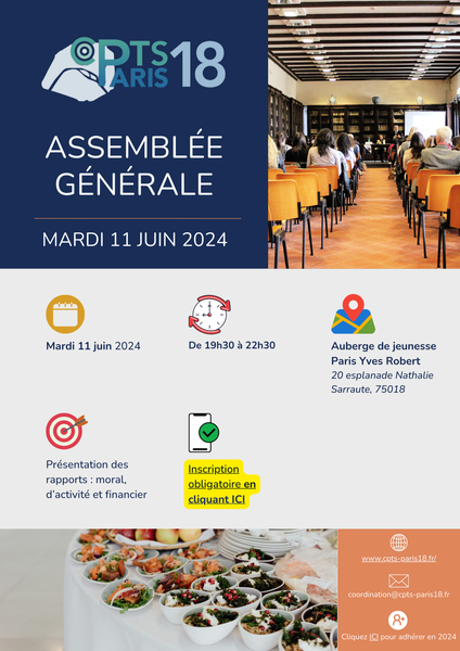 Assemblée générale 2024 (exclusivement réservée aux adhérents) | mardi 11/06/2024 (19h30-22h30)